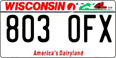 WI license plate 803OFX