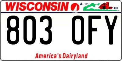 WI license plate 803OFY