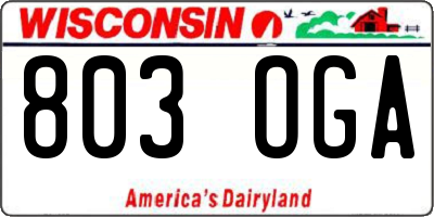 WI license plate 803OGA