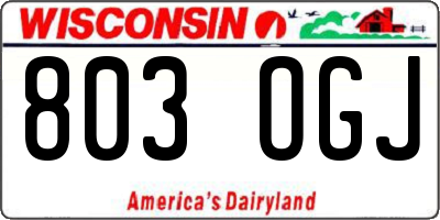 WI license plate 803OGJ