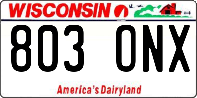 WI license plate 803ONX
