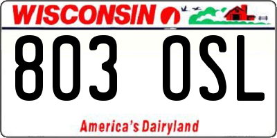 WI license plate 803OSL