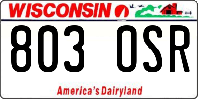 WI license plate 803OSR