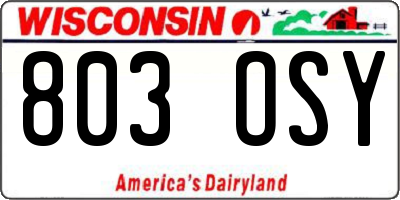 WI license plate 803OSY