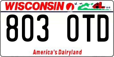 WI license plate 803OTD