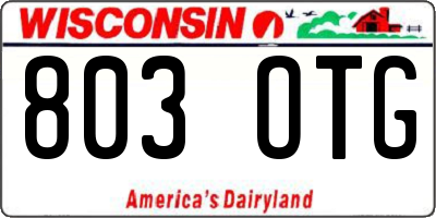 WI license plate 803OTG