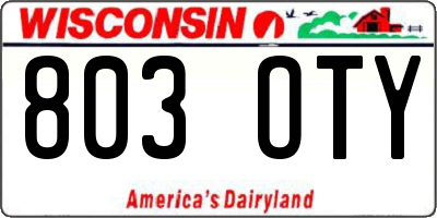 WI license plate 803OTY