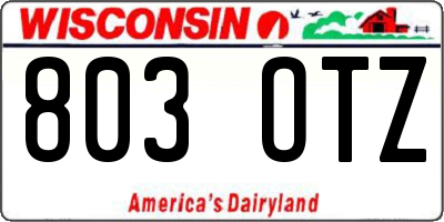 WI license plate 803OTZ