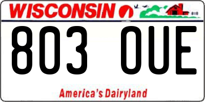 WI license plate 803OUE