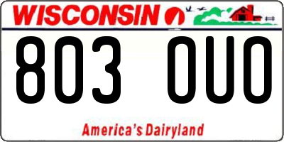 WI license plate 803OUO