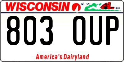 WI license plate 803OUP