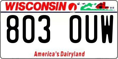 WI license plate 803OUW