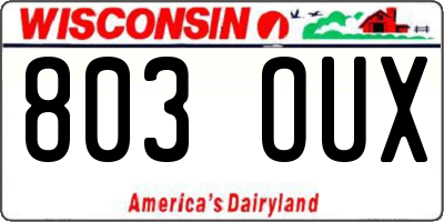 WI license plate 803OUX