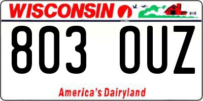 WI license plate 803OUZ