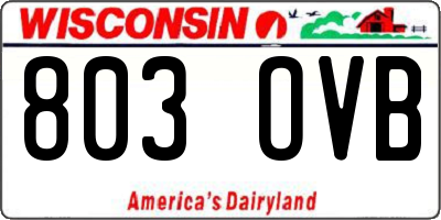 WI license plate 803OVB