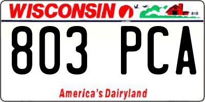 WI license plate 803PCA