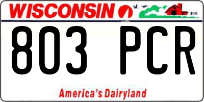 WI license plate 803PCR