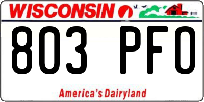 WI license plate 803PFO