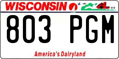 WI license plate 803PGM