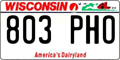 WI license plate 803PHO
