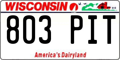 WI license plate 803PIT