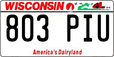 WI license plate 803PIU