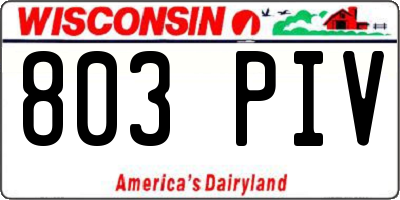 WI license plate 803PIV