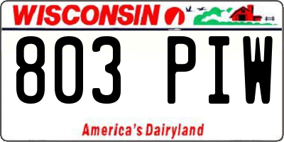WI license plate 803PIW