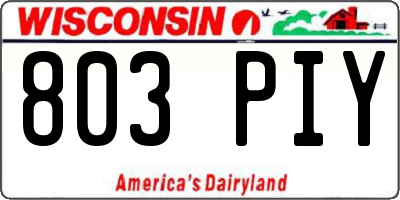 WI license plate 803PIY