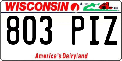 WI license plate 803PIZ