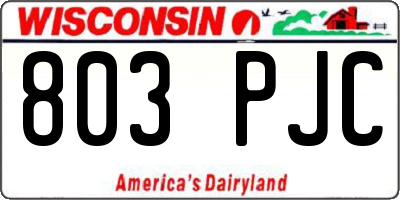 WI license plate 803PJC
