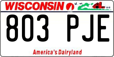 WI license plate 803PJE