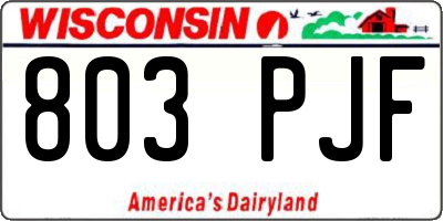 WI license plate 803PJF