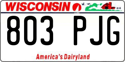 WI license plate 803PJG