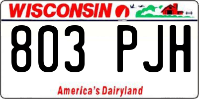 WI license plate 803PJH