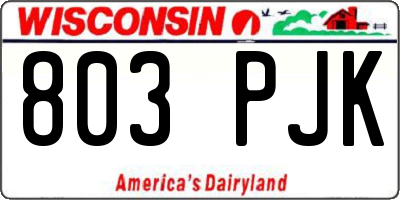 WI license plate 803PJK