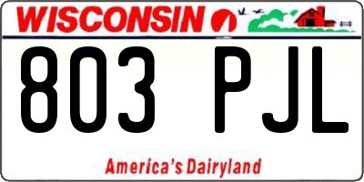 WI license plate 803PJL