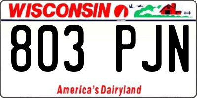 WI license plate 803PJN