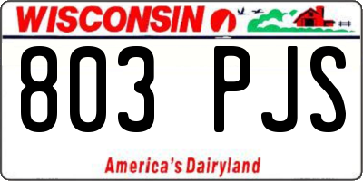 WI license plate 803PJS