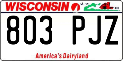 WI license plate 803PJZ