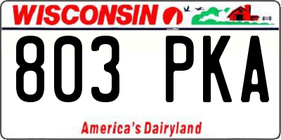 WI license plate 803PKA