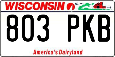WI license plate 803PKB