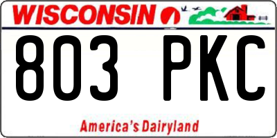 WI license plate 803PKC