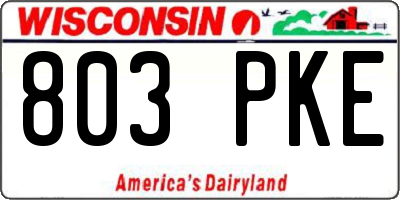 WI license plate 803PKE