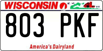 WI license plate 803PKF