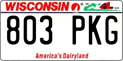WI license plate 803PKG