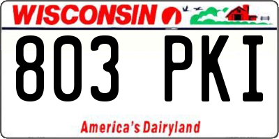 WI license plate 803PKI