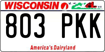 WI license plate 803PKK