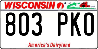 WI license plate 803PKO