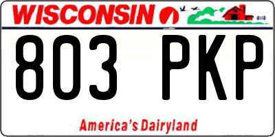 WI license plate 803PKP